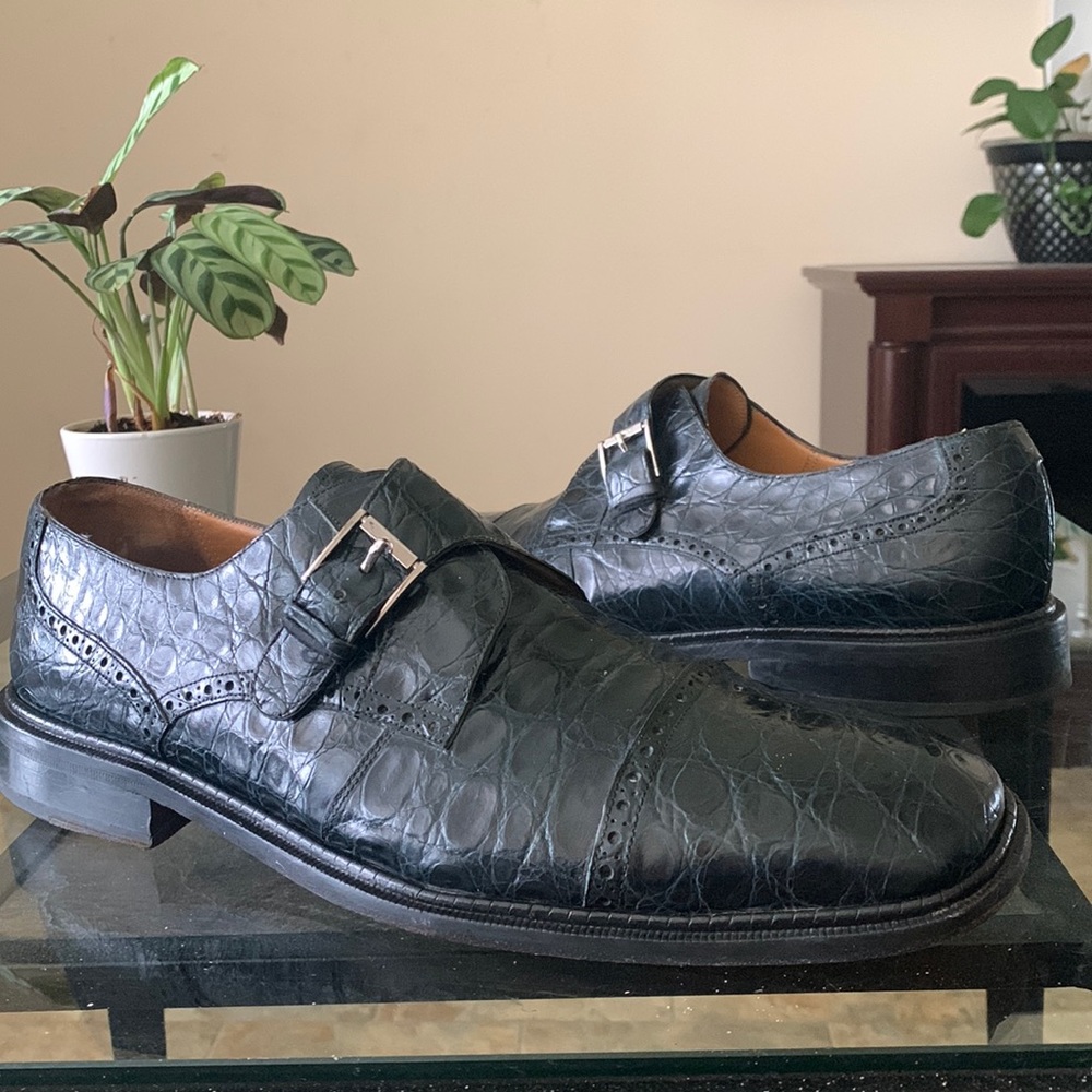 Genuine Crocodile Monk Strap Leather Loafers | PAOLO DE MARCO